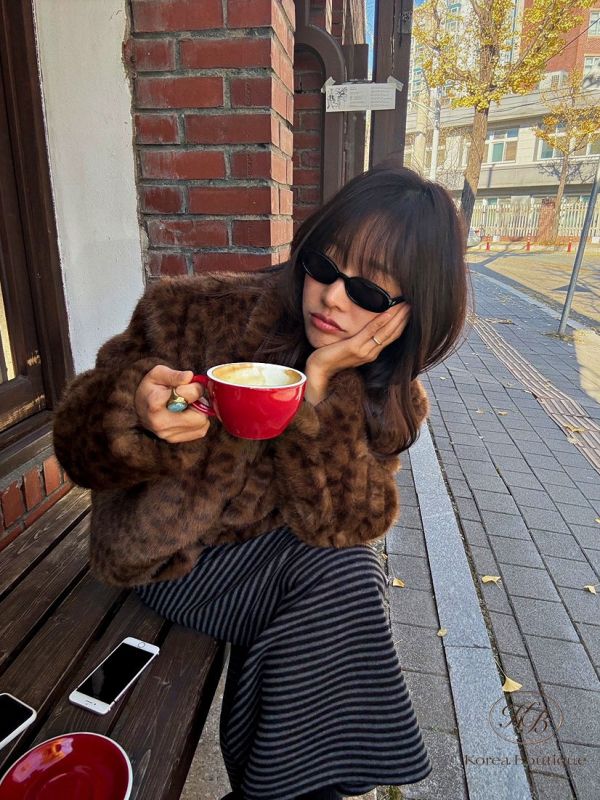 FWKR97 冬季 動物斑點皮草外套 