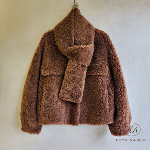 Fw498 冬季 熊寶寶外套 內裡麂皮 含圍巾 