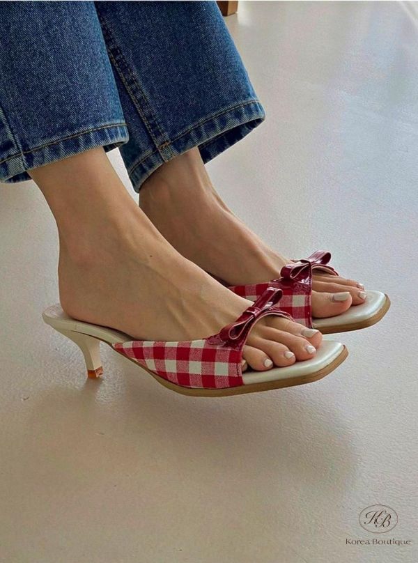 SS214 春季 蘿莉塔的格紋跟鞋 跟六公分 