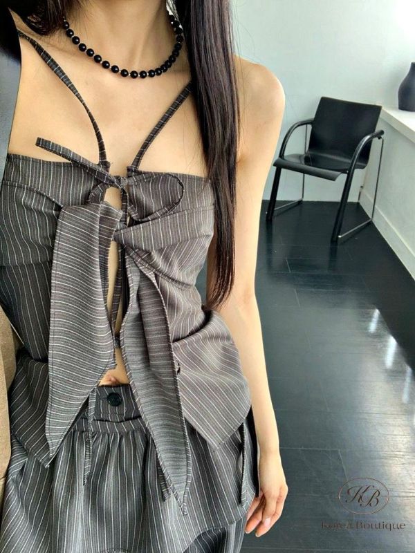 SS470 春季 前後都可穿的綁帶蝴蝶結背心褲裝 