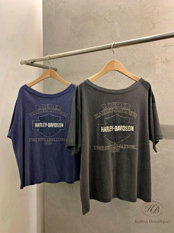 SS385 春季 水洗棉帥氣的標誌大領口tee 