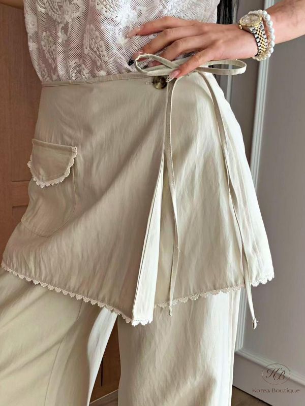 SS262 春季 圍裙造型兩件式直筒褲 