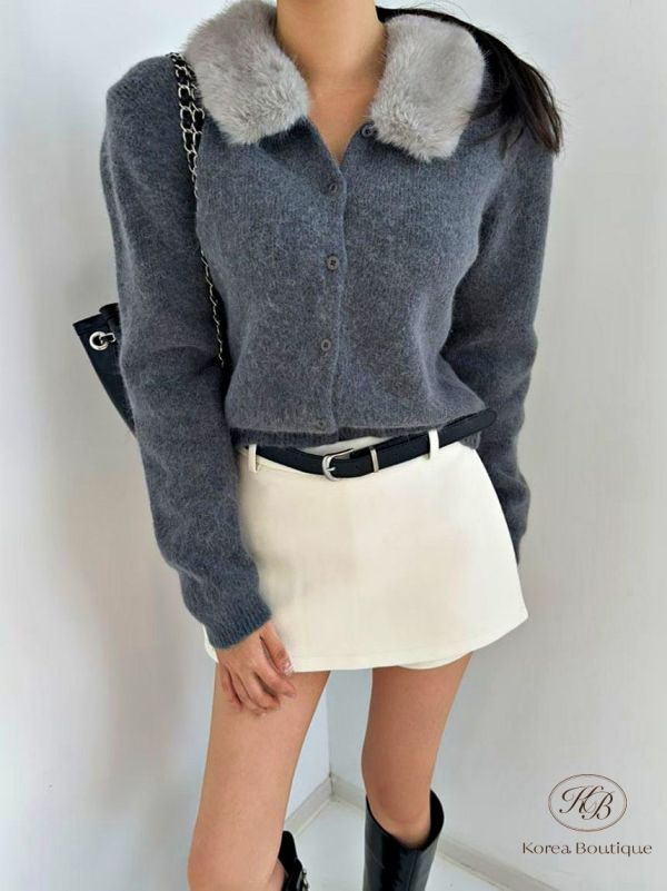 Fw483 冬季 毛毛領針織外套 