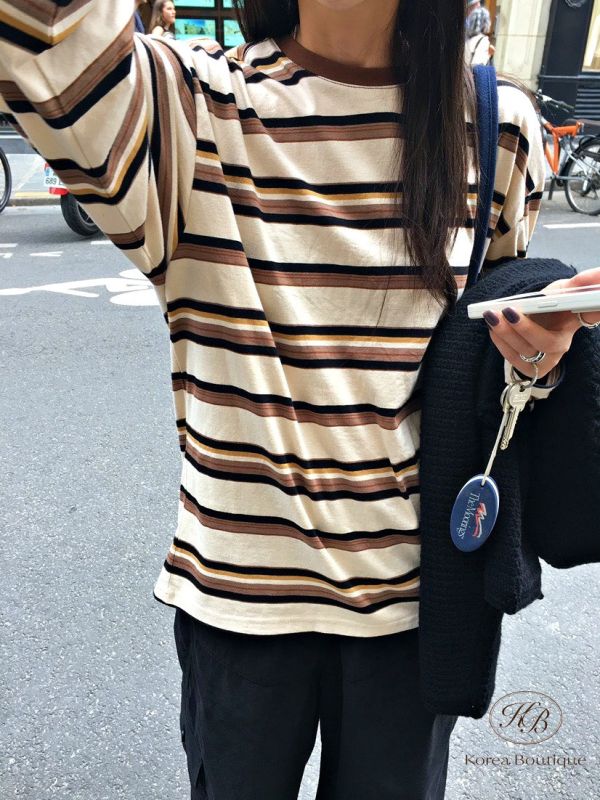 Fw200 秋季 糖果配色條紋tee 
