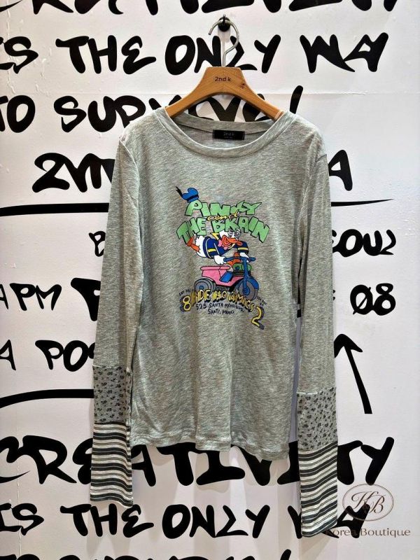 SS184 春季 可愛花色拼接手袖上衣 