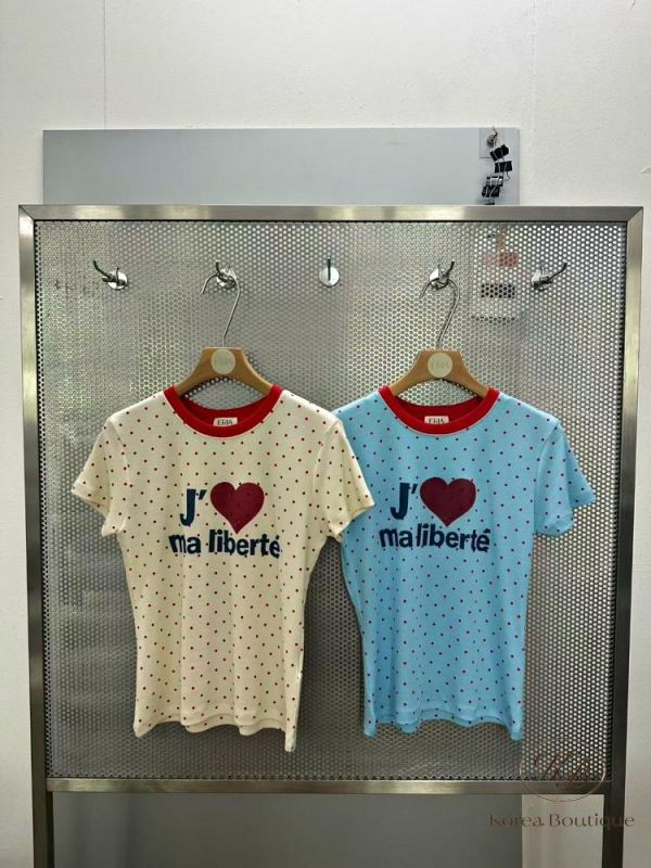 KR2637 夏季 可愛滾邊點點tee 