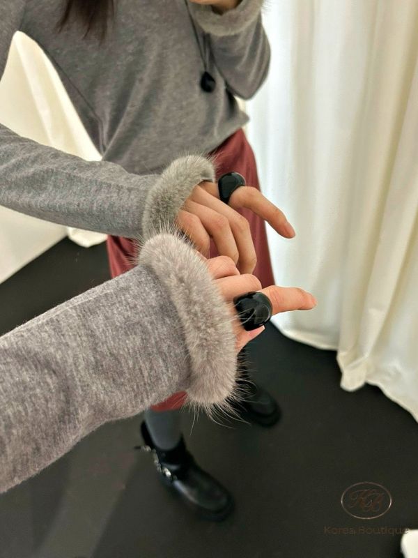 Fw461 冬季 毛毛手袖上衣 