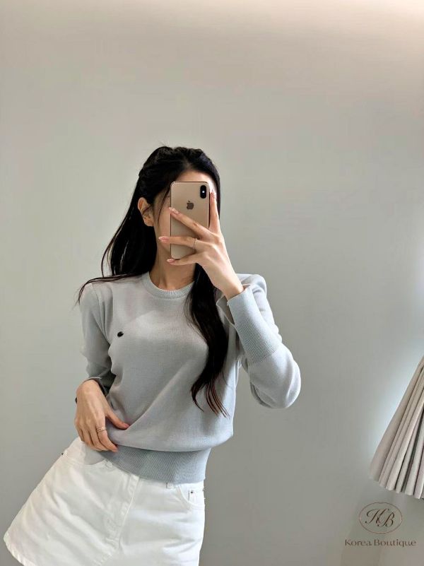 Fw365 秋季 有墊肩的針織薄上衣 