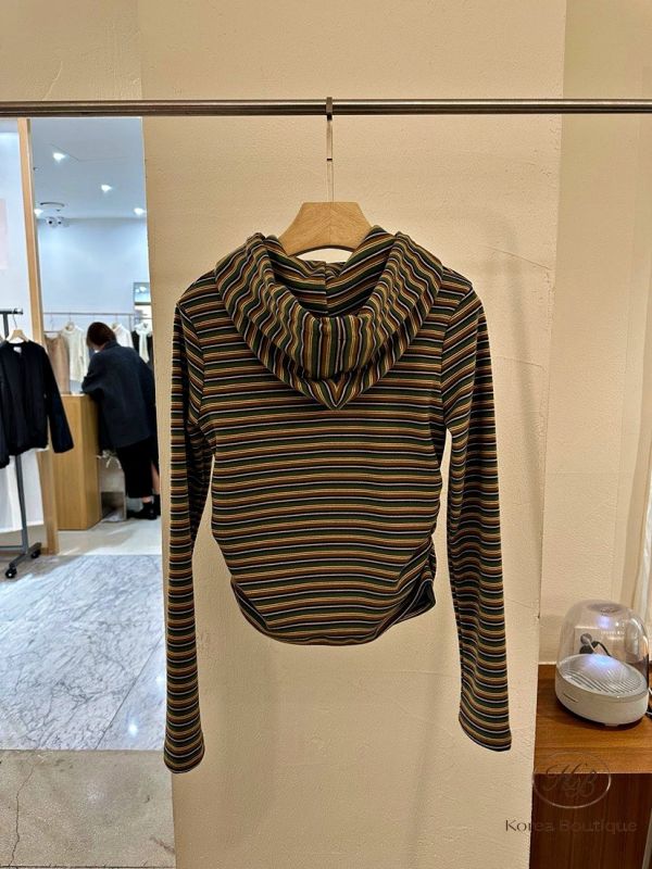 SS02 冬季 細條紋縮腰連帽上衣 