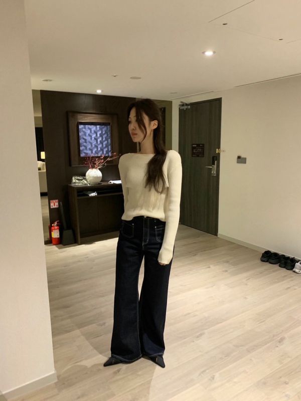 Spp96 春裝 簡單美好剪裁V領針織上衣 可兩面穿 