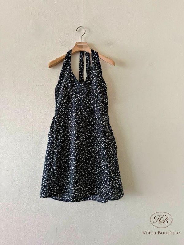 SS358 春季 碎花繞脖洋裝 