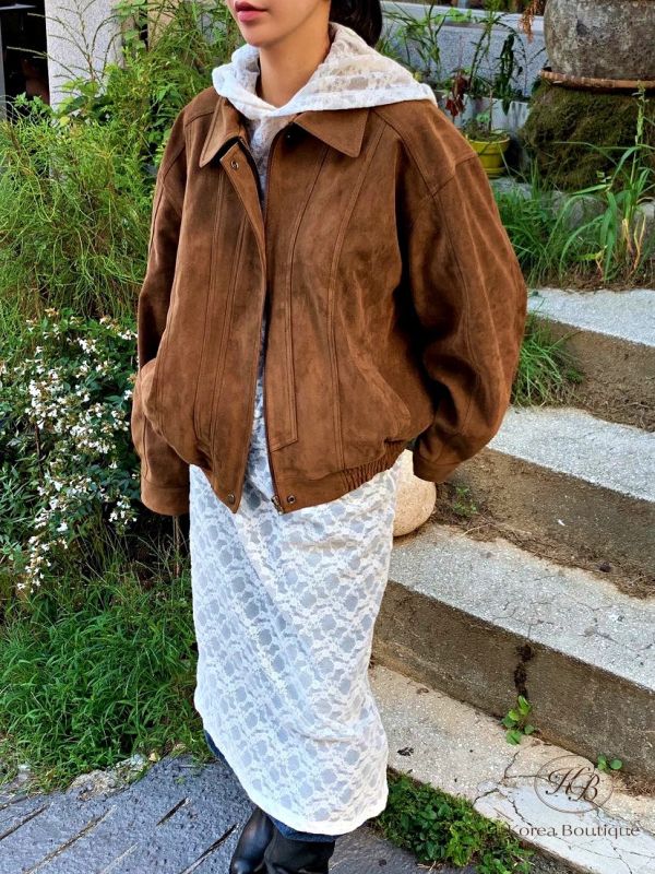 Fw343 秋季 質感很好 復古寬鬆麂皮外套 