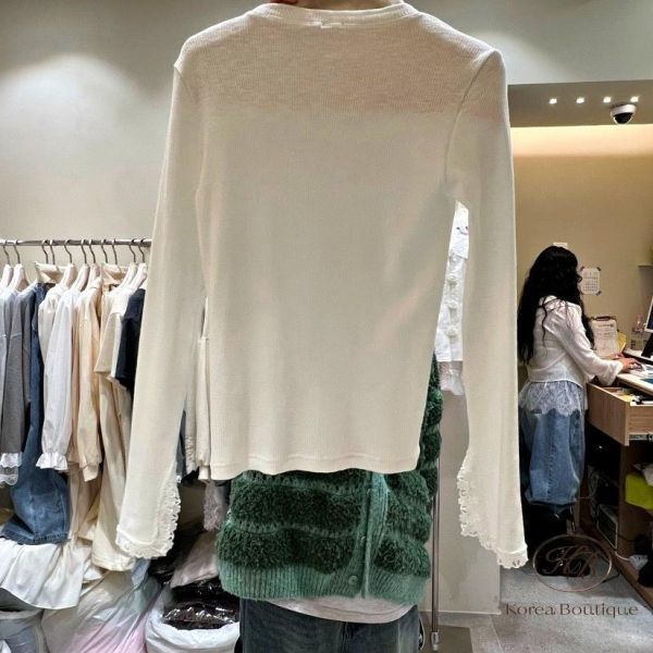 SS210 春季 手袖很美的螺紋上衣 