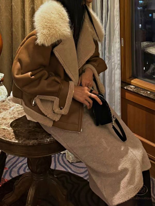 FWKR113 冬季 闆娘自留毛毛皮草皮衣外套 