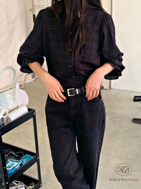 SS295 春季 束口袖花邊襯衫 