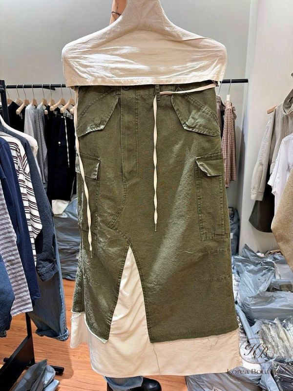 SS99 春季 超有設計感的丹寧拼接半身裙 