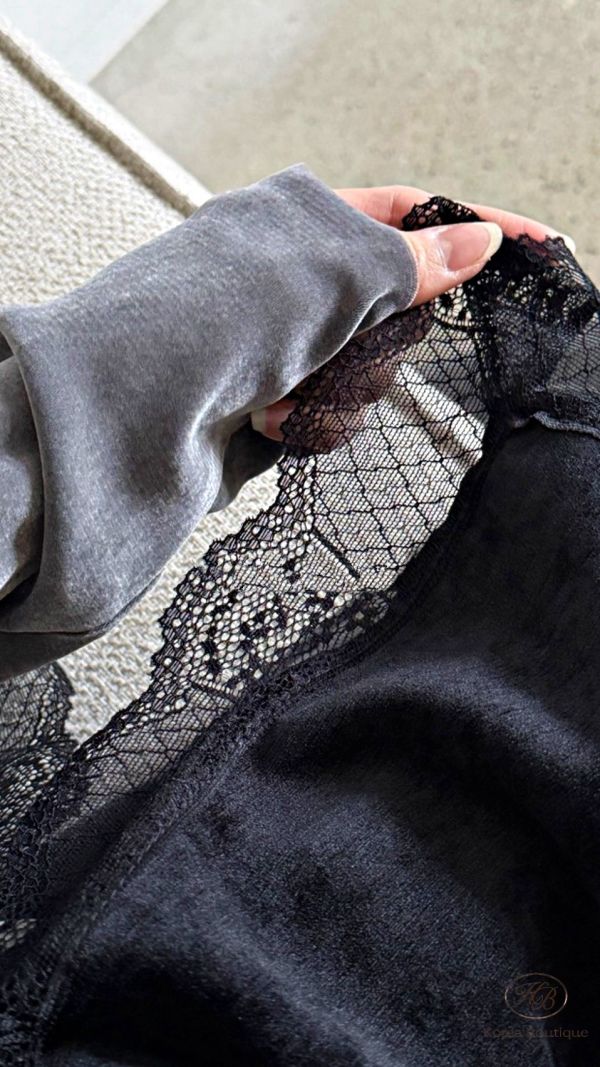 FWKR79 冬季 絲絨感蕾絲長上衣 