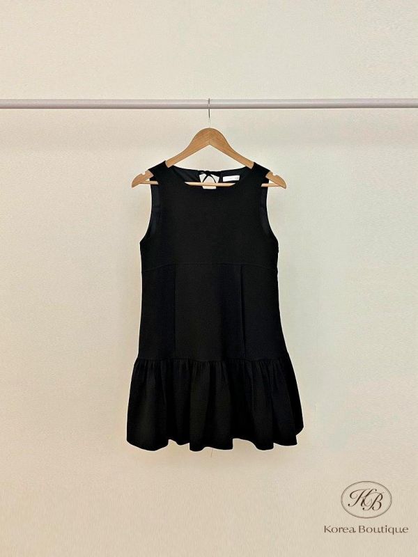 SS294 春季 格紋層次洋裝 黑色的也好優雅 