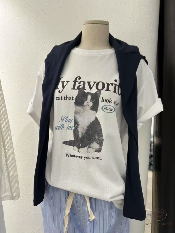 Kr84 夏裝 無辜大眼貓貓T 