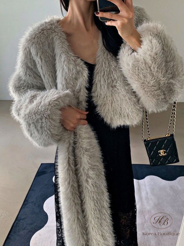 Fw415 秋季 短版皮草大衣 附上圍巾 