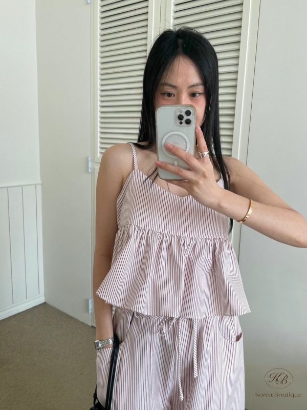 Spt52 春裝 糖霜條紋兩件式套裝 