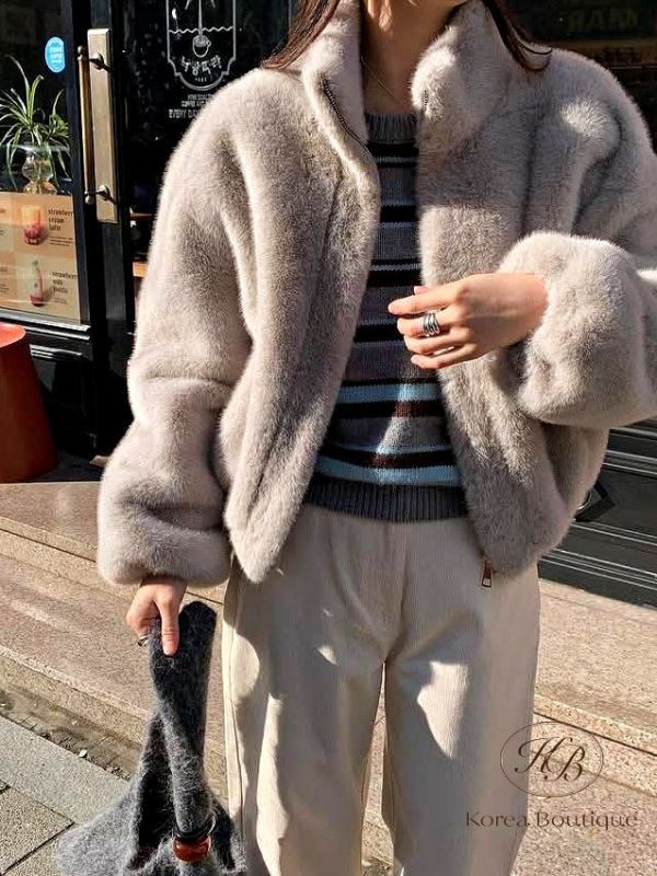 SS04 冬季 皮草拉鏈外套 