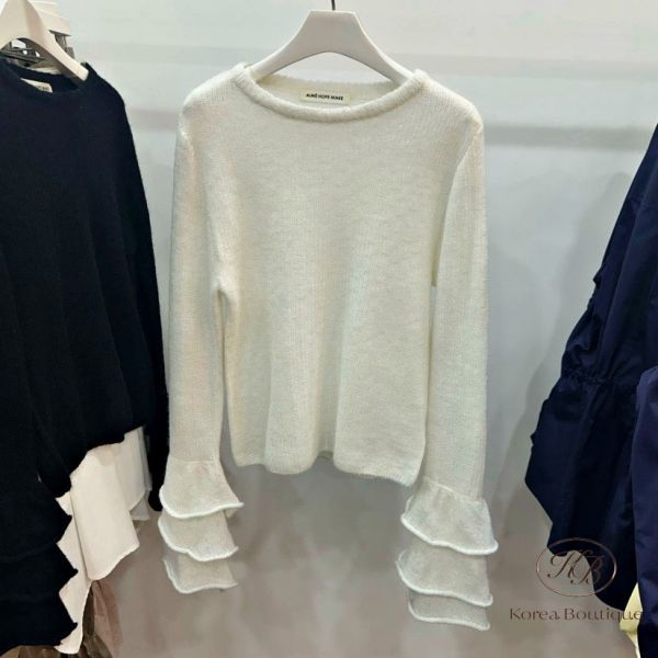Fw299 秋季 花瓣手袖針織上衣 