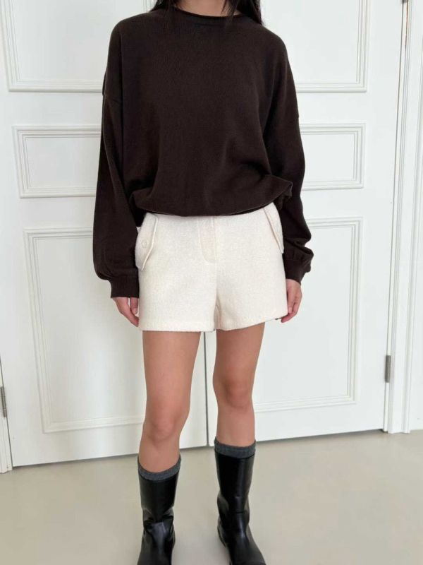 FWKR11 冬季 質感很好的毛呢短褲 