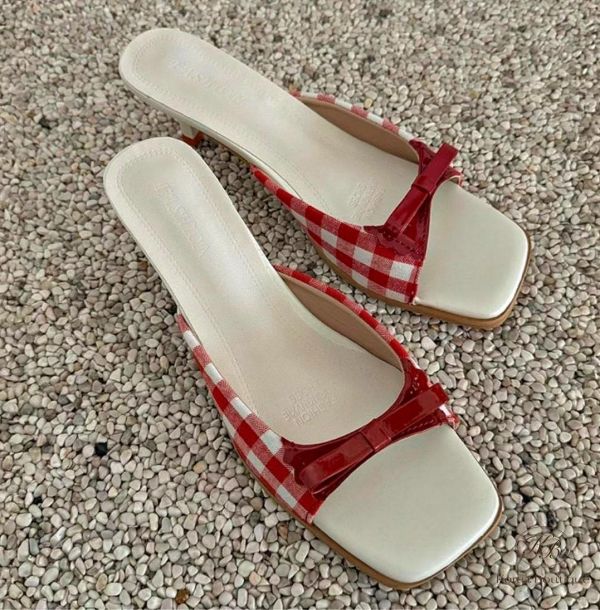 SS214 春季 蘿莉塔的格紋跟鞋 跟六公分 