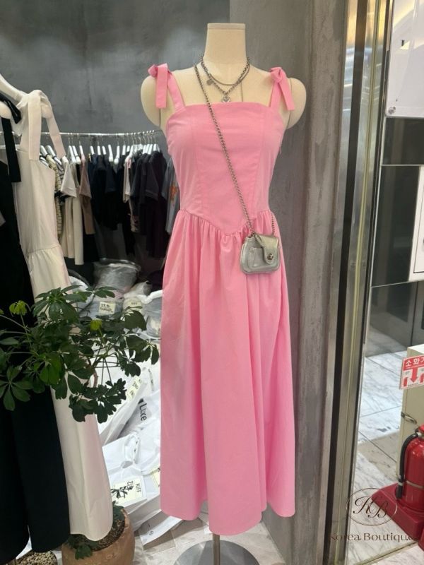 Spv27 春裝 綁帶夏日蝴蝶結洋裝 