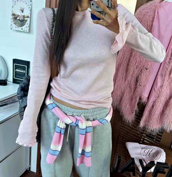 SS210 春季 手袖很美的螺紋上衣 