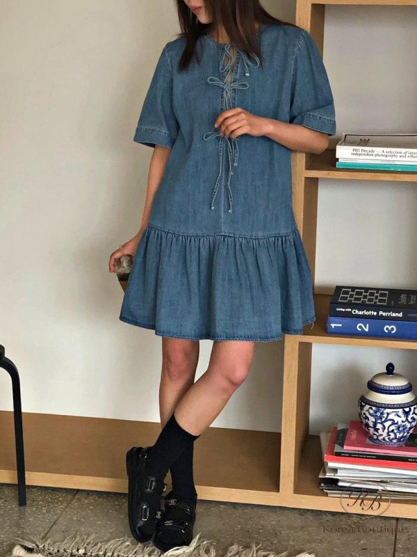 SS293 春季 前後都可以穿的牛仔洋裝 