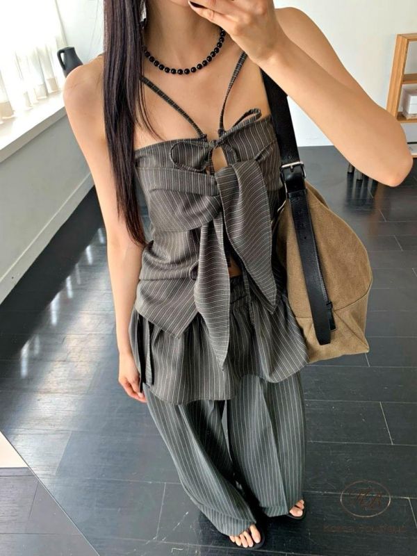 SS470 春季 前後都可穿的綁帶蝴蝶結背心褲裝 