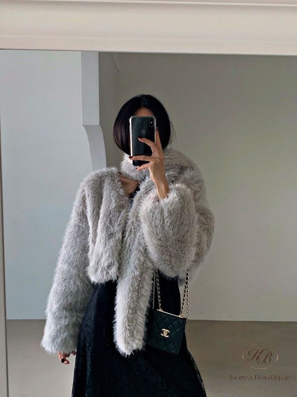 Fw415 秋季 短版皮草大衣 附上圍巾 
