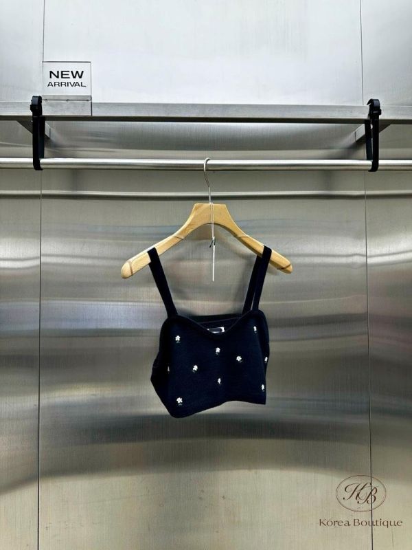 SS411 春季 小花刺繡針織背心 