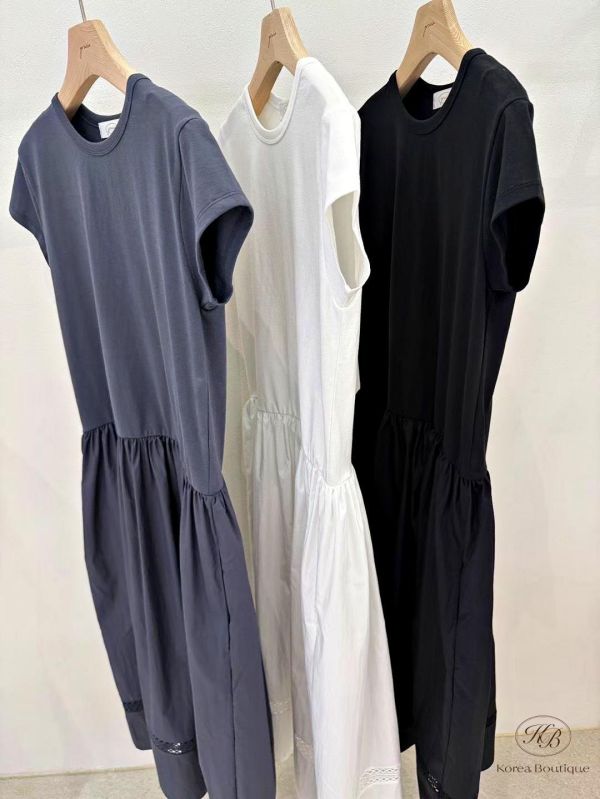 SS457 春季 口袋異材質拼接洋裝 