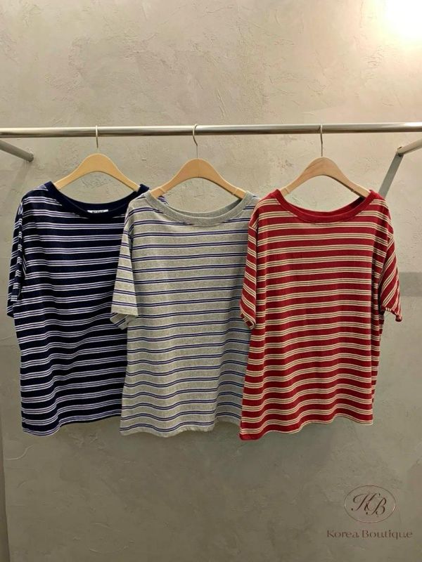 SS383 春季 大領口條紋上衣 