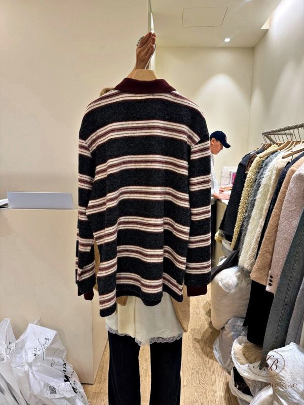 FWKR90 冬季 磨毛polo條紋衫 