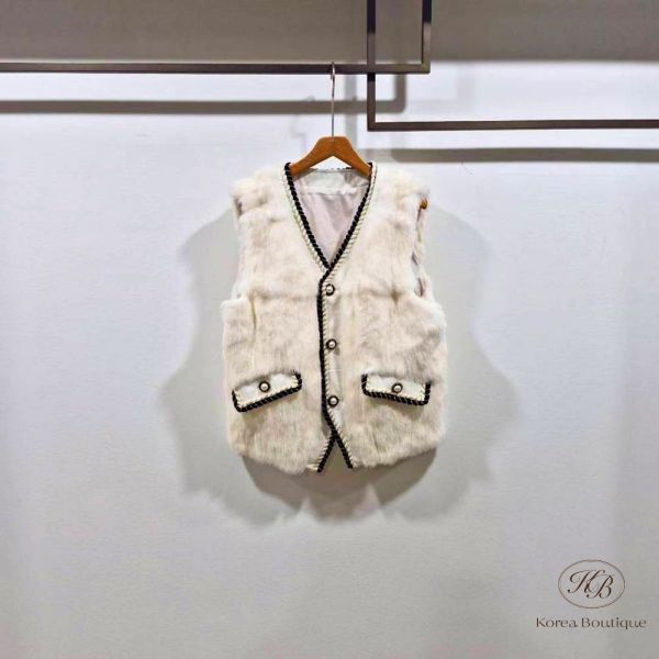 Fw502 冬季 毛毛小香背心 