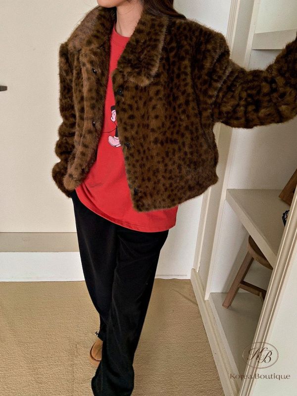 FWKR97 冬季 動物斑點皮草外套 