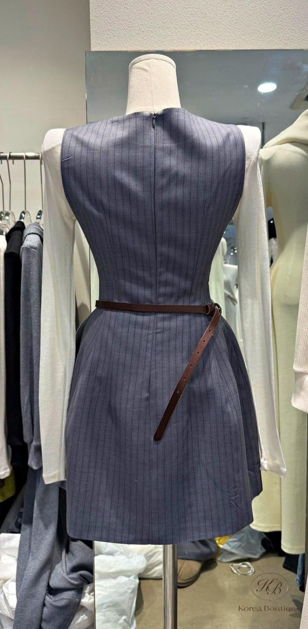 SS282 春季 紋布料西裝背心裙 