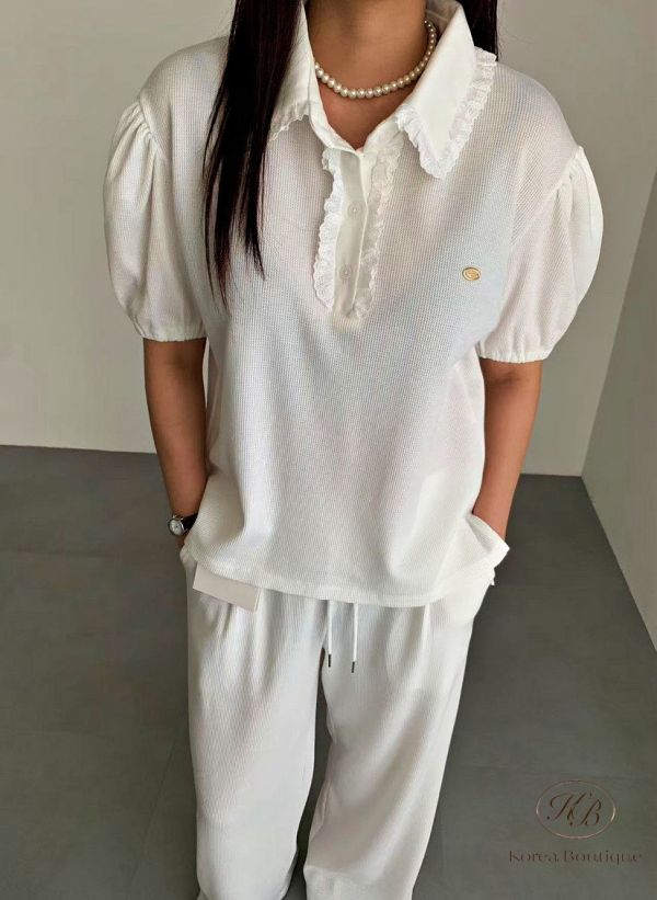 Fw160 秋季 蕾絲領口polo杉套裝 