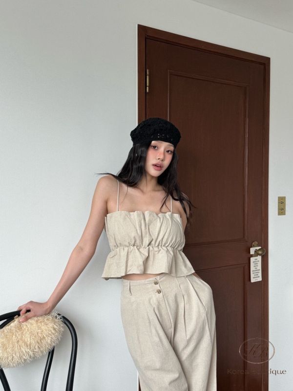 Su34 夏裝 好看的亞麻感套裝 