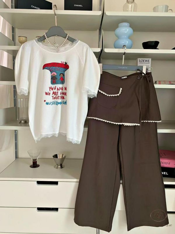 SS262 春季 圍裙造型兩件式直筒褲 