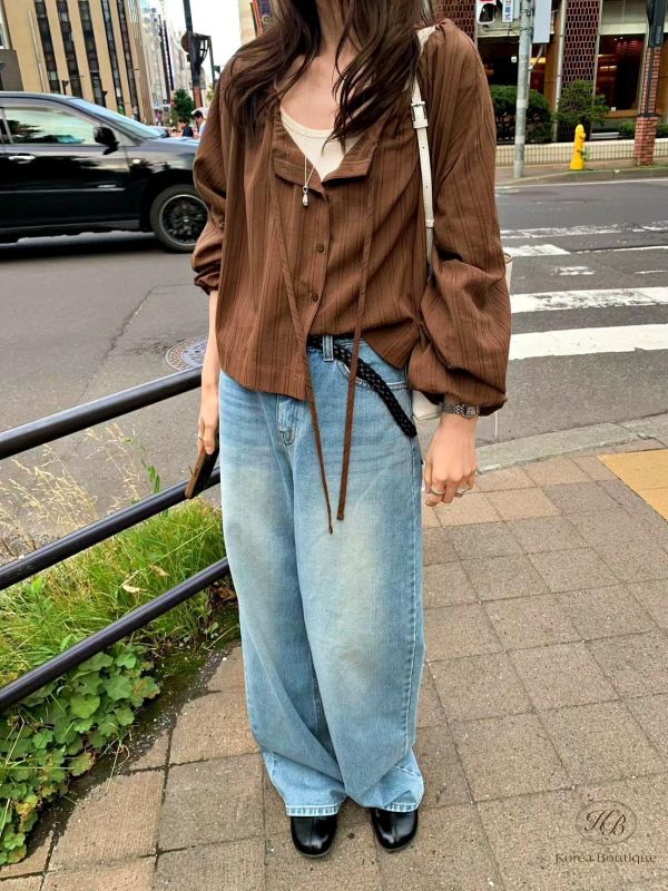 FW2756 秋季 喜歡清新風格的紋理上衣 