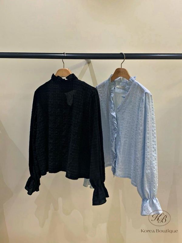 SS295 春季 束口袖花邊襯衫 