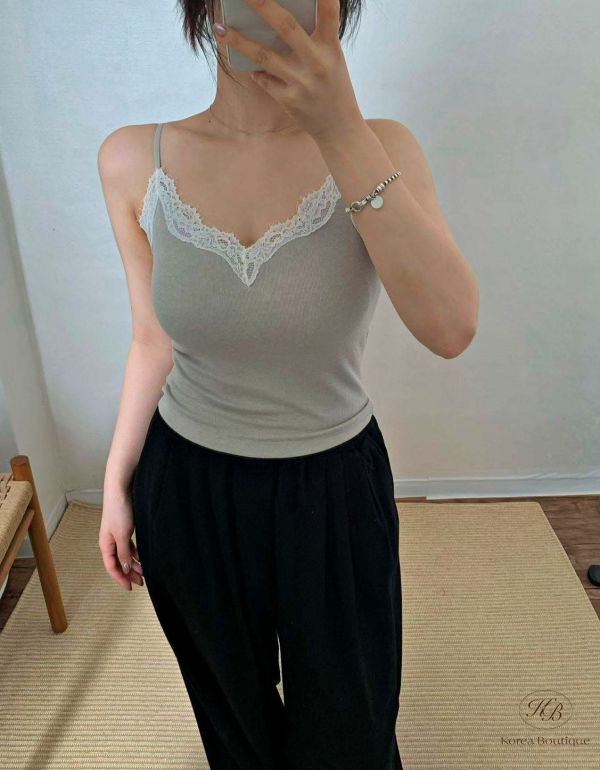 Fw289 秋季 蕾絲不跑杯背心 