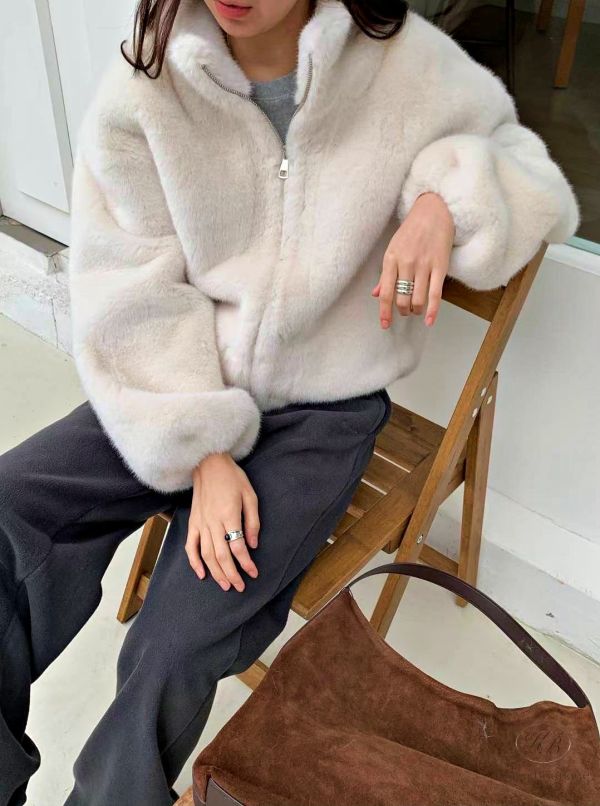 SS04 冬季 皮草拉鏈外套 