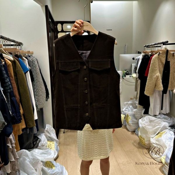 Fw165 秋季 口袋麂皮背心 