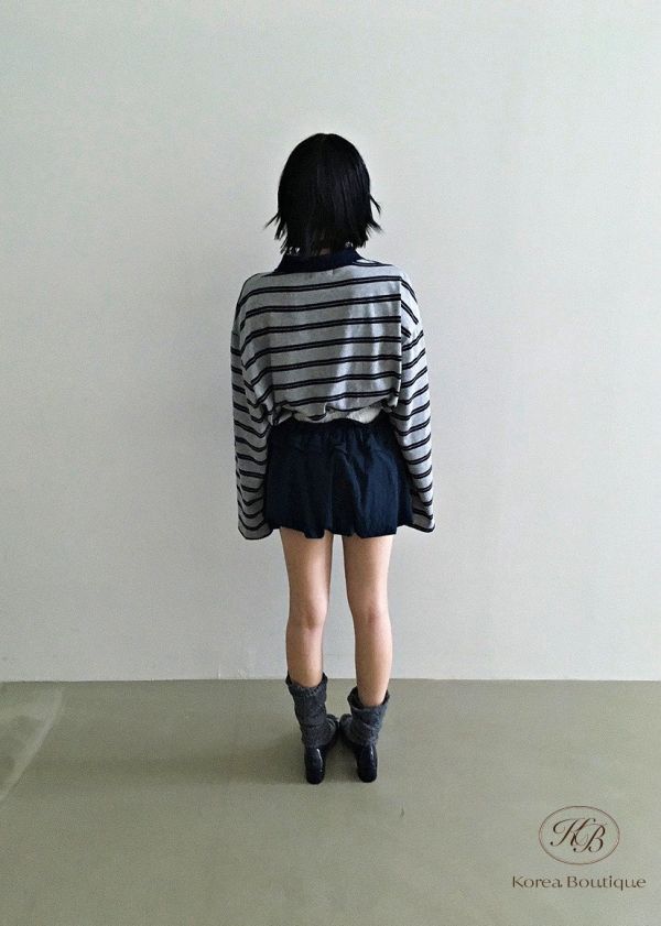 Fw168 秋季 可愛配色的條紋polo杉 